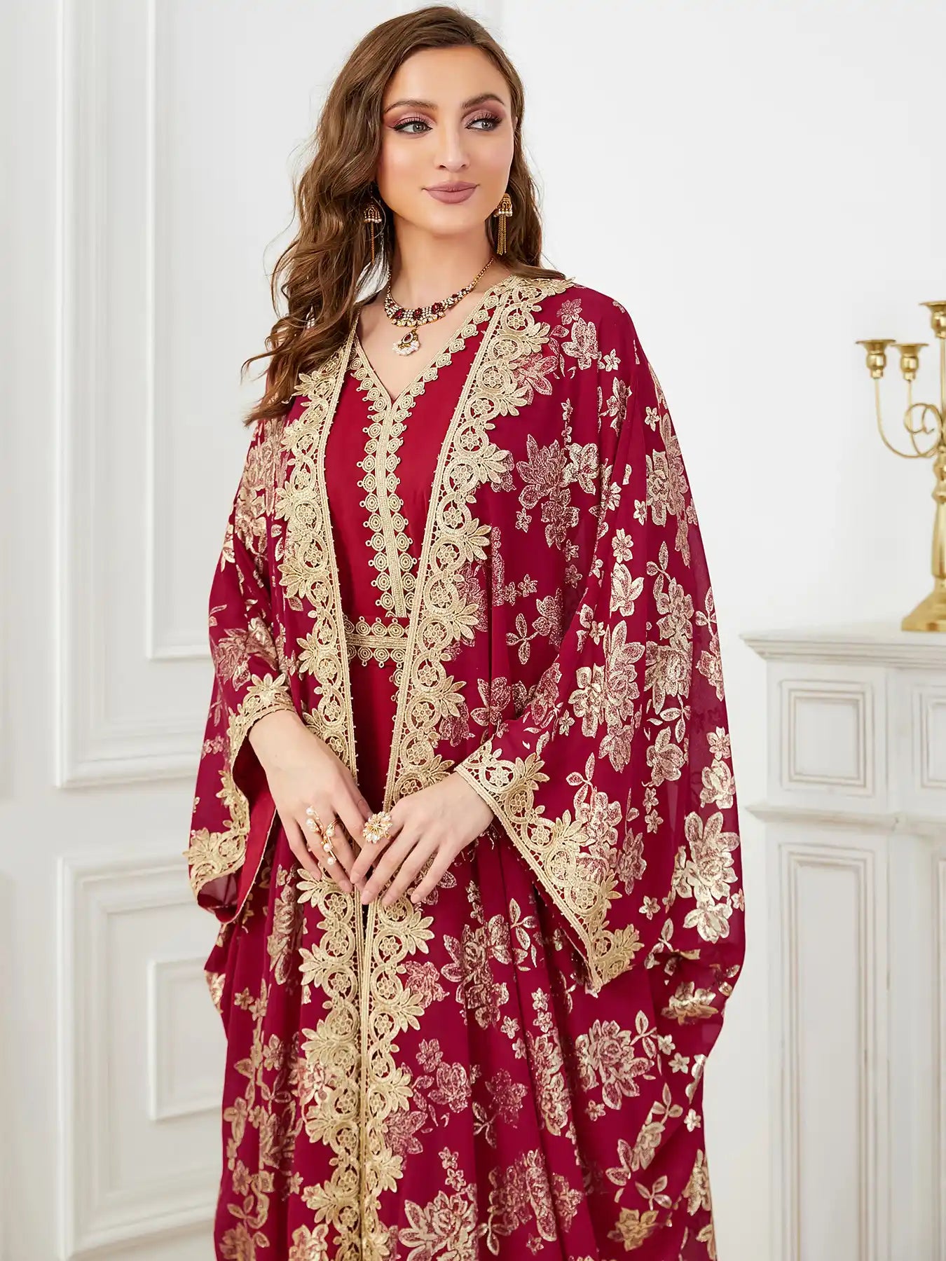 3665 Moroccan Two-piece Cardigan Robe Dubai Dress