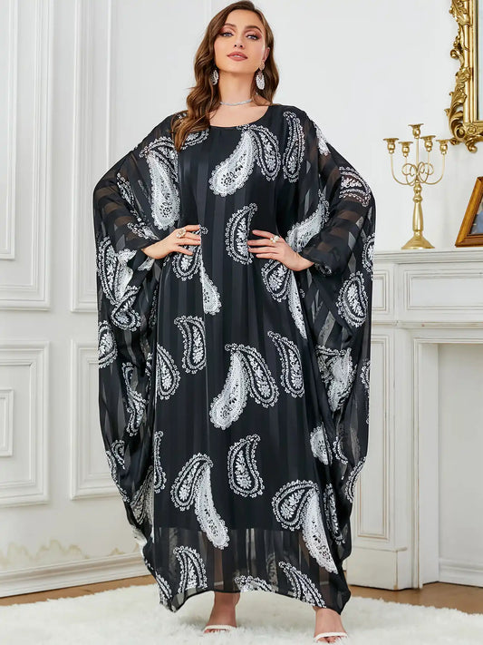 3671 Arabian Women Robe Bat Sleeve Dress