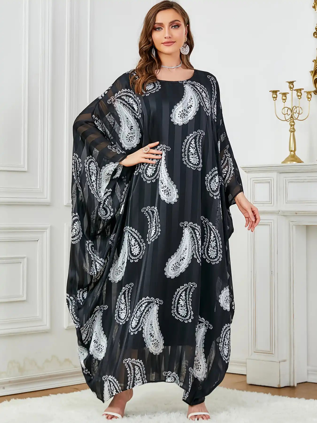 3671 Arabian Women Robe Bat Sleeve Dress
