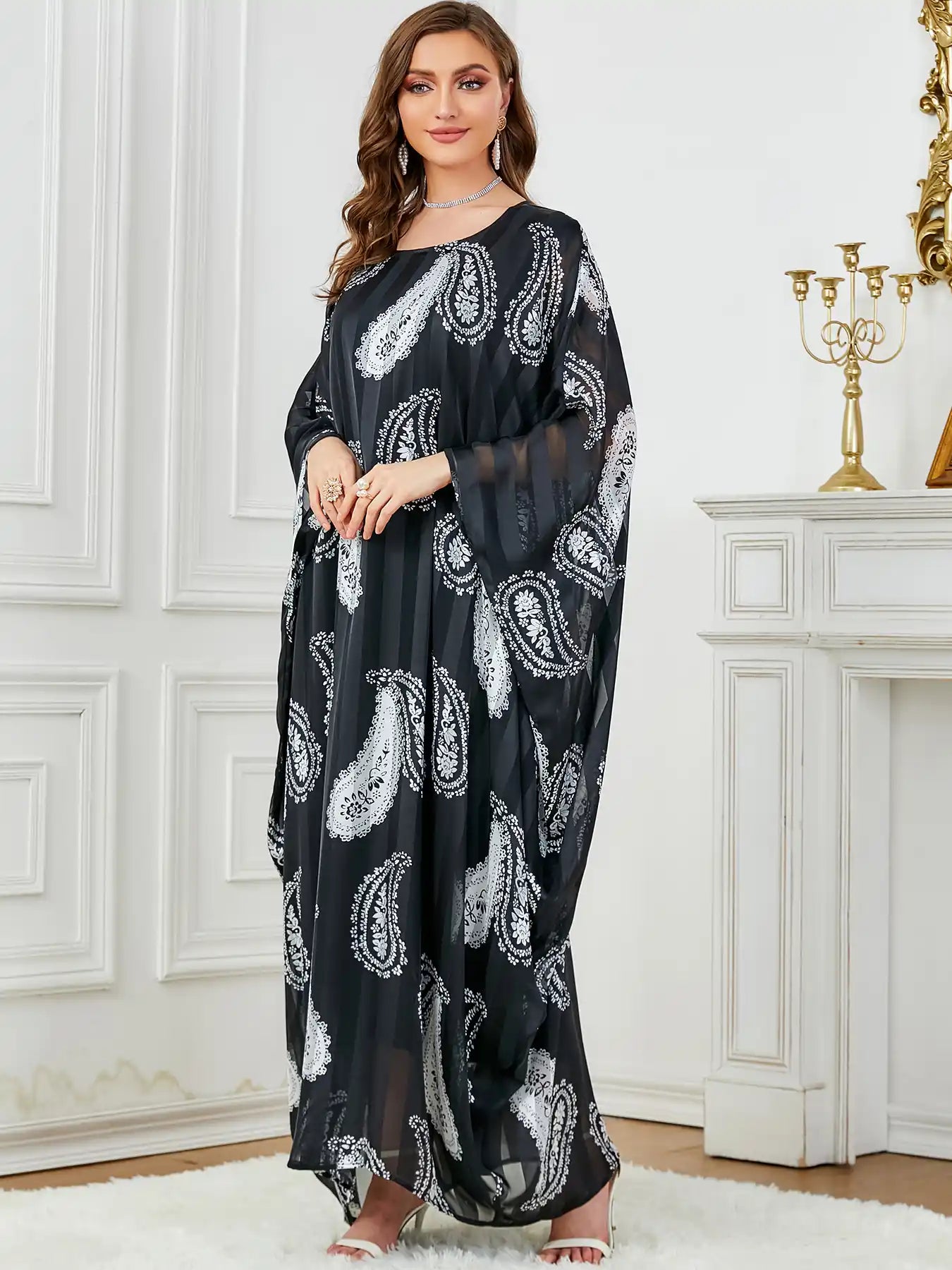 3671 Arabian Women Robe Bat Sleeve Dress