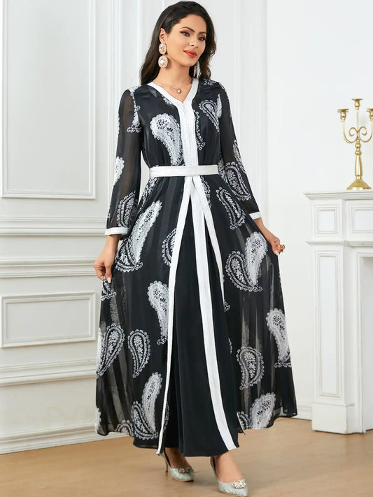 3777 Middle Eastern Robe Casual Two-piece Dress