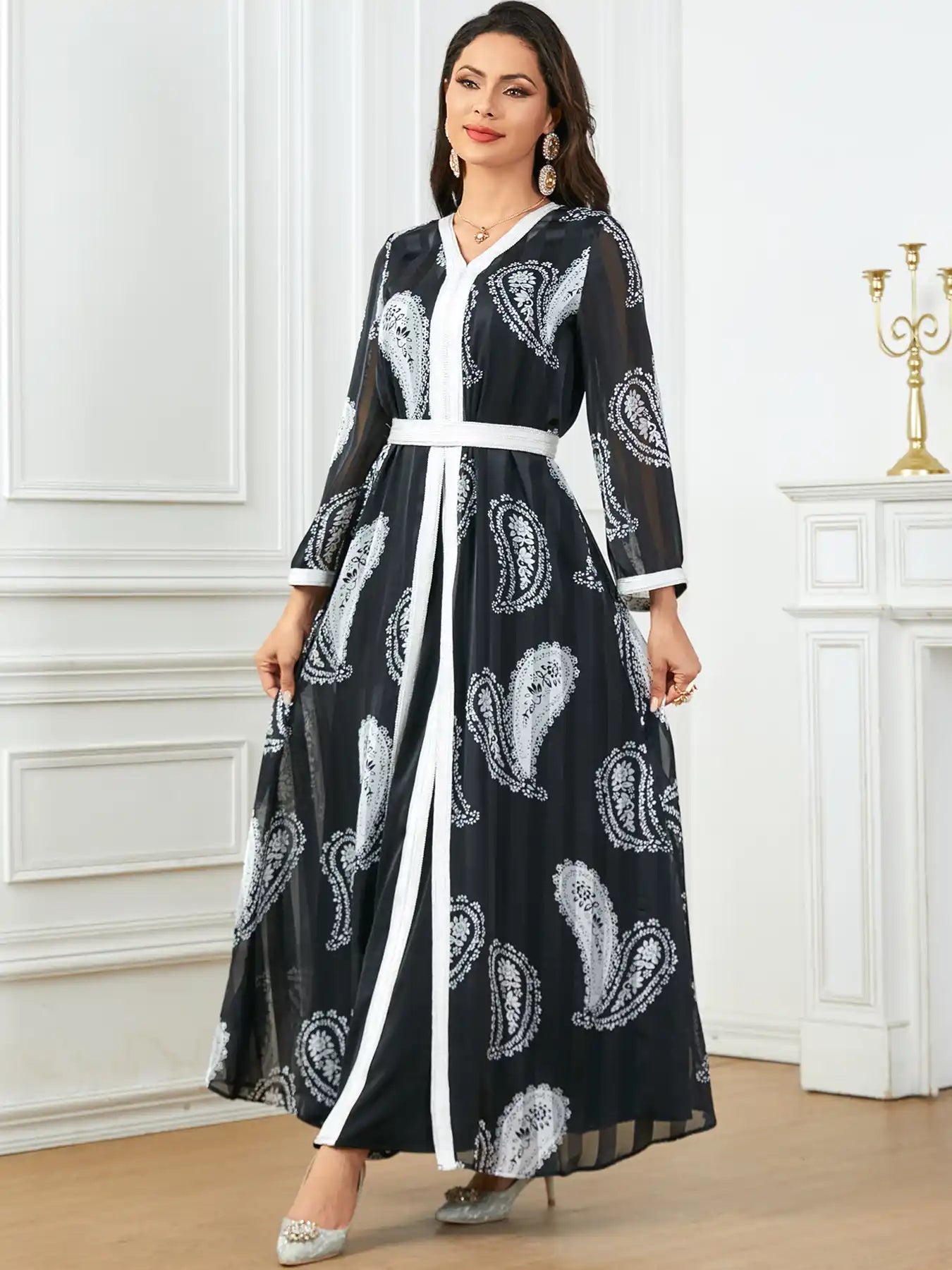 3777 Middle Eastern Robe Casual Two-piece Dress