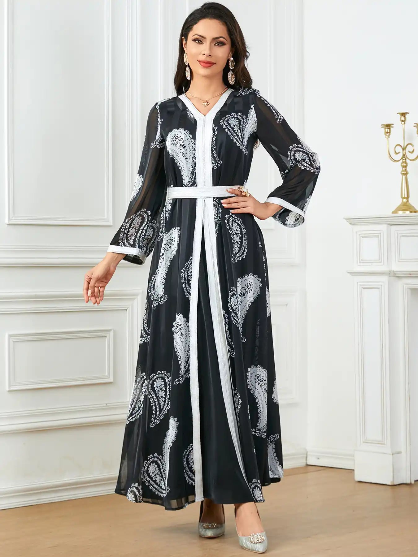 3777 Middle Eastern Robe Casual Two-piece Dress