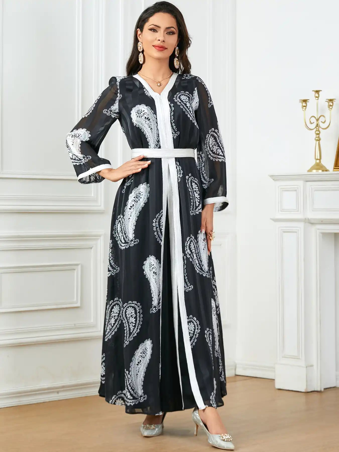 3777 Middle Eastern Robe Casual Two-piece Dress