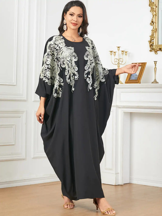 3778 Muslim Arabian Dubai Floral Robe Dress