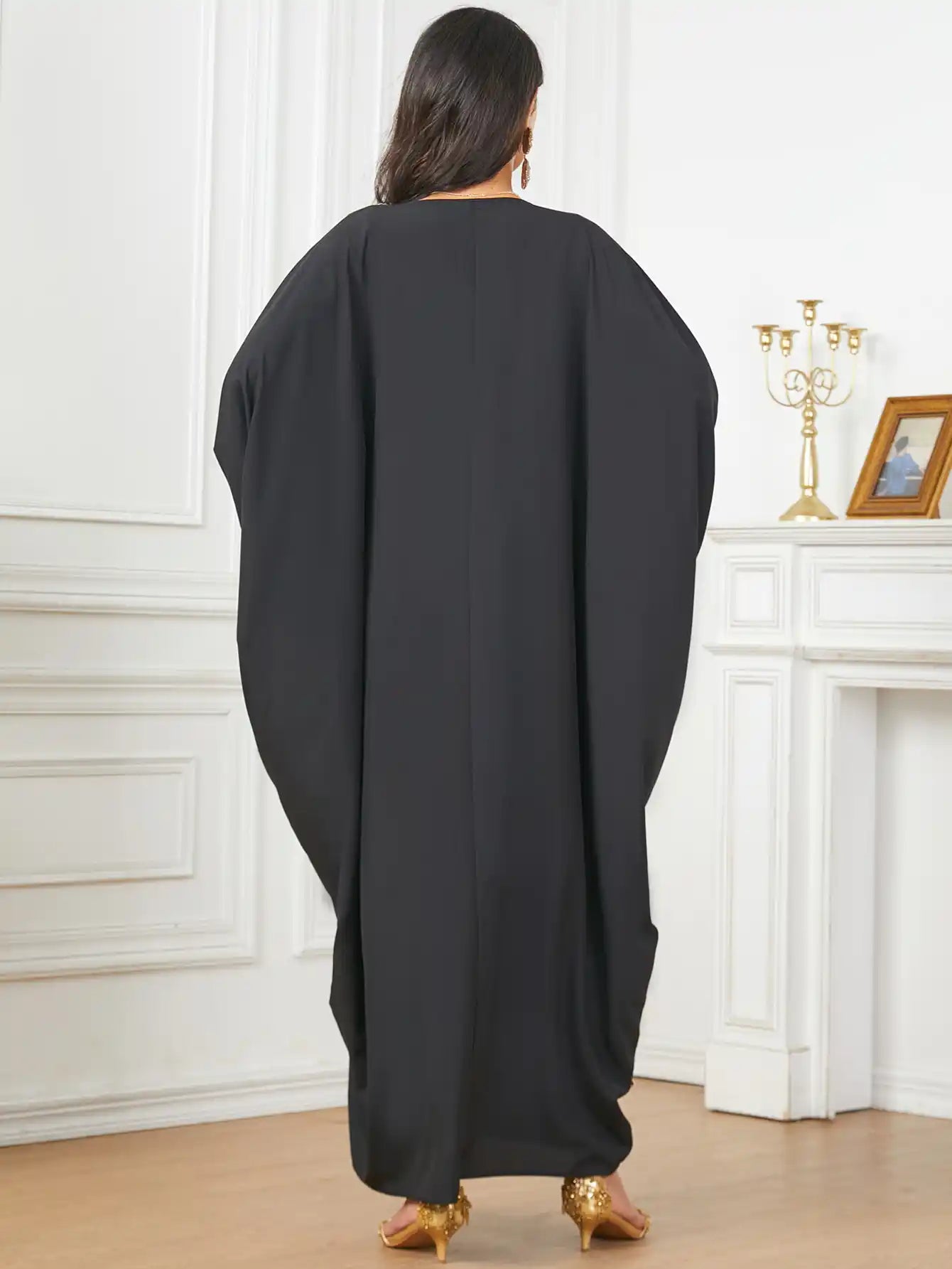3778 Muslim Arabian Dubai Floral Robe Dress