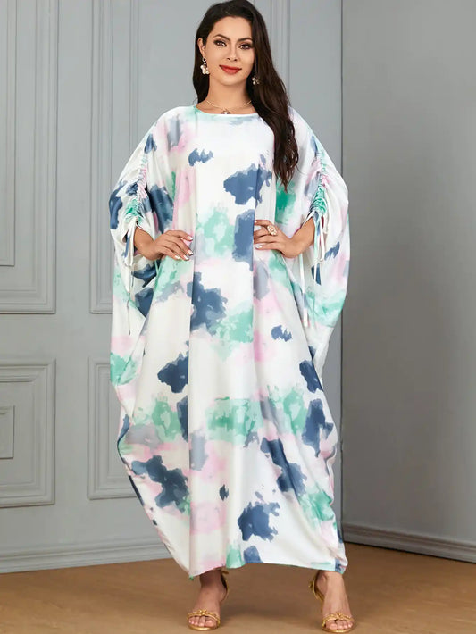 3849 Arabic Clothing Dubai Robe Women's Floral Long Dress