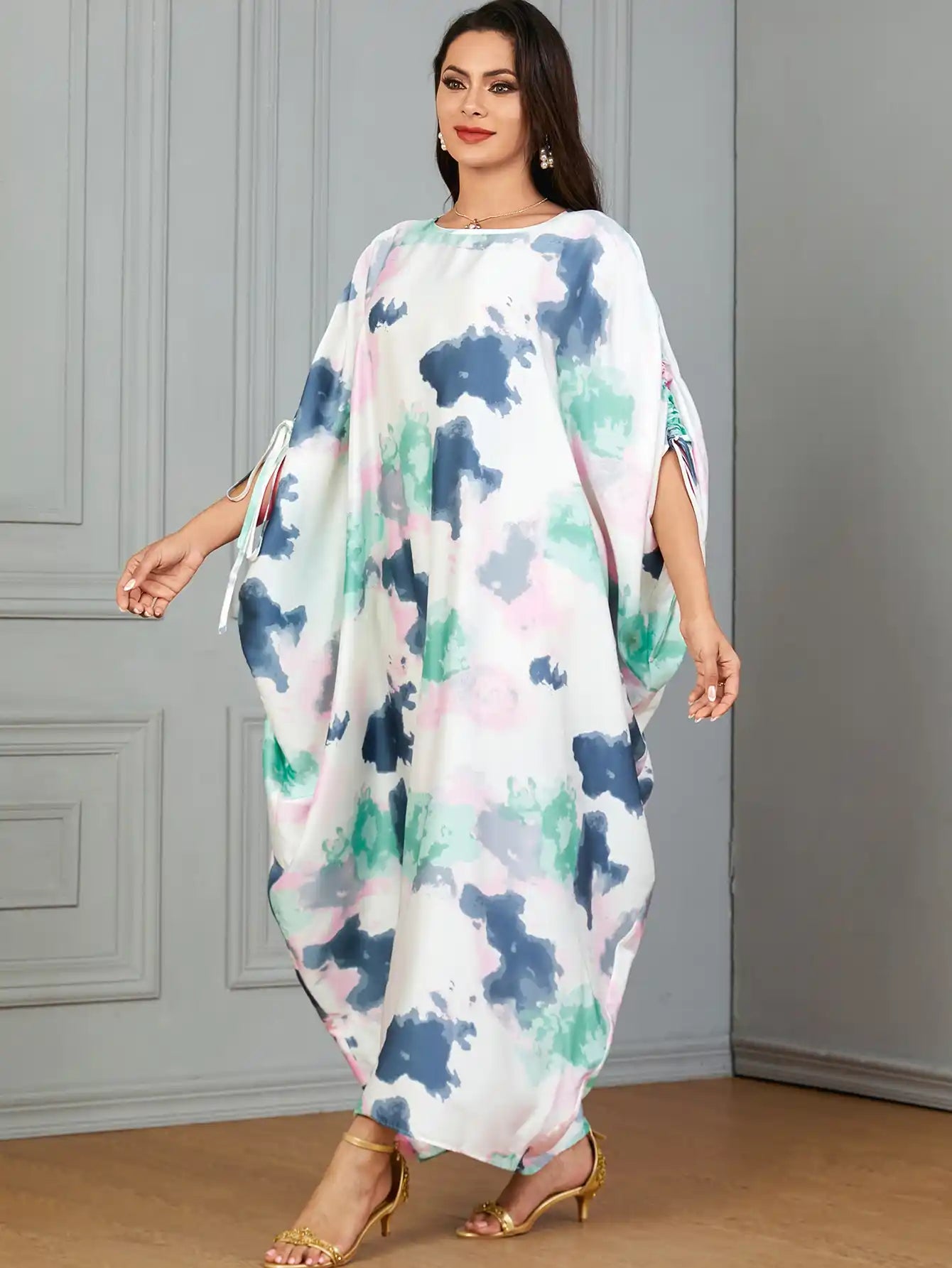 3849 Arabic Clothing Dubai Robe Women's Floral Long Dress