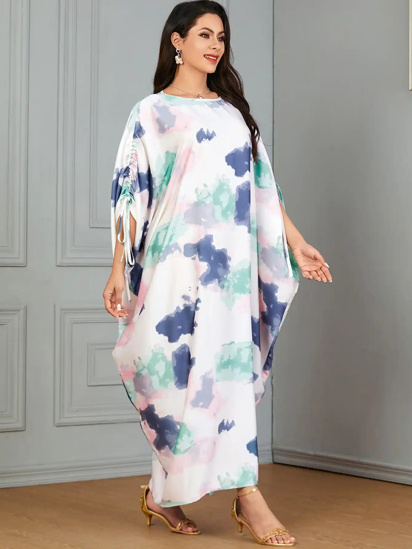 3849 Arabic Clothing Dubai Robe Women's Floral Long Dress