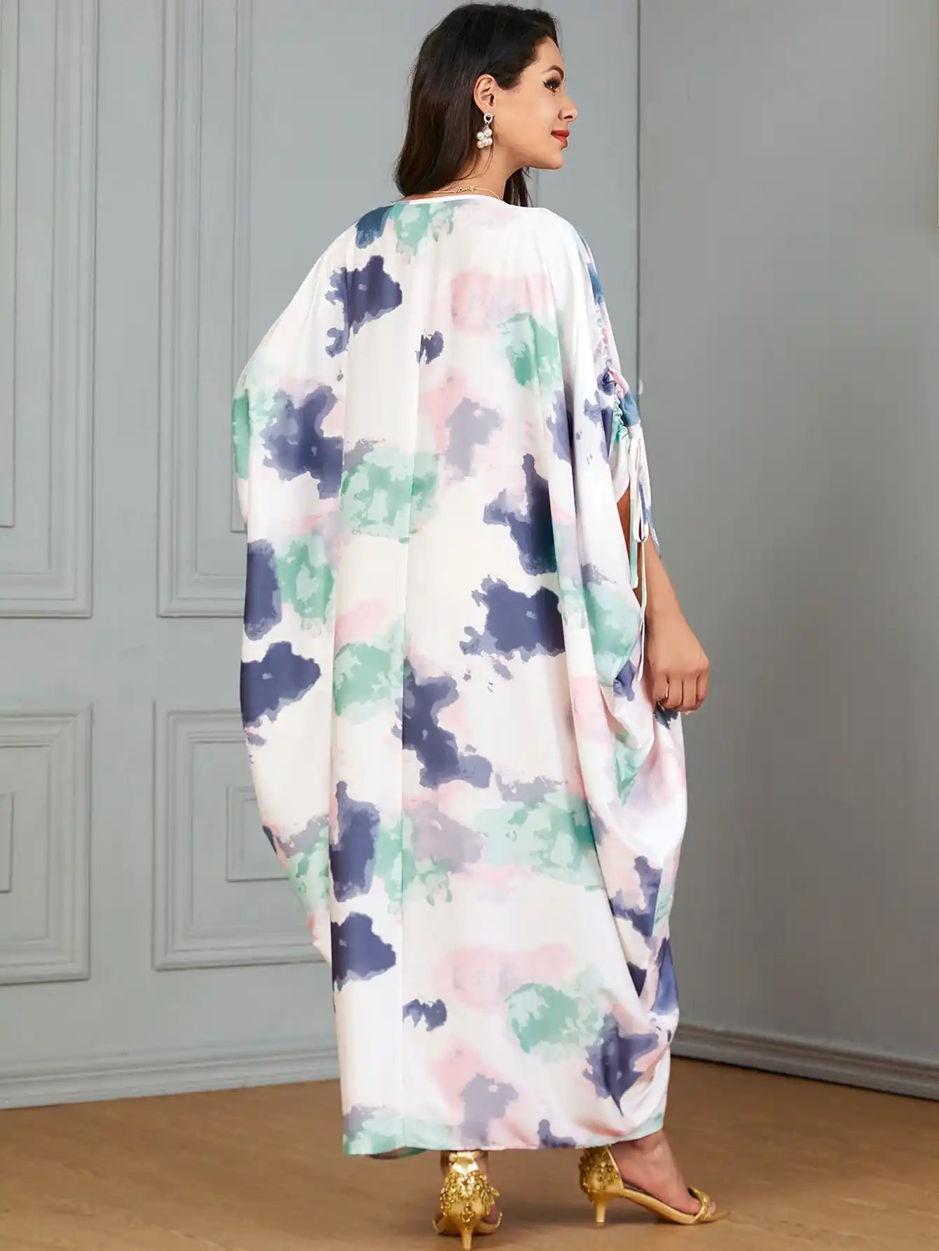 3849 Arabic Clothing Dubai Robe Women's Floral Long Dress