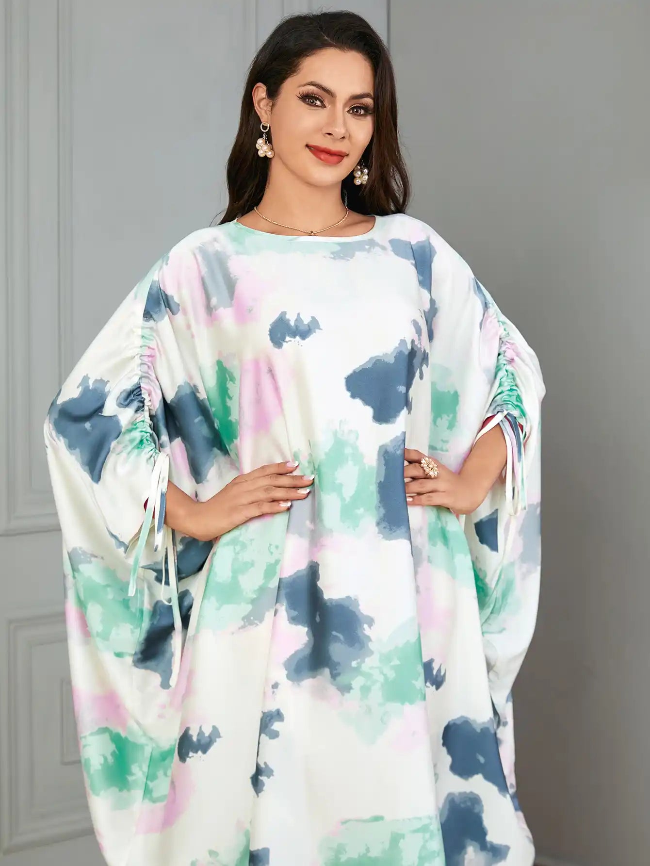 3849 Arabic Clothing Dubai Robe Women's Floral Long Dress