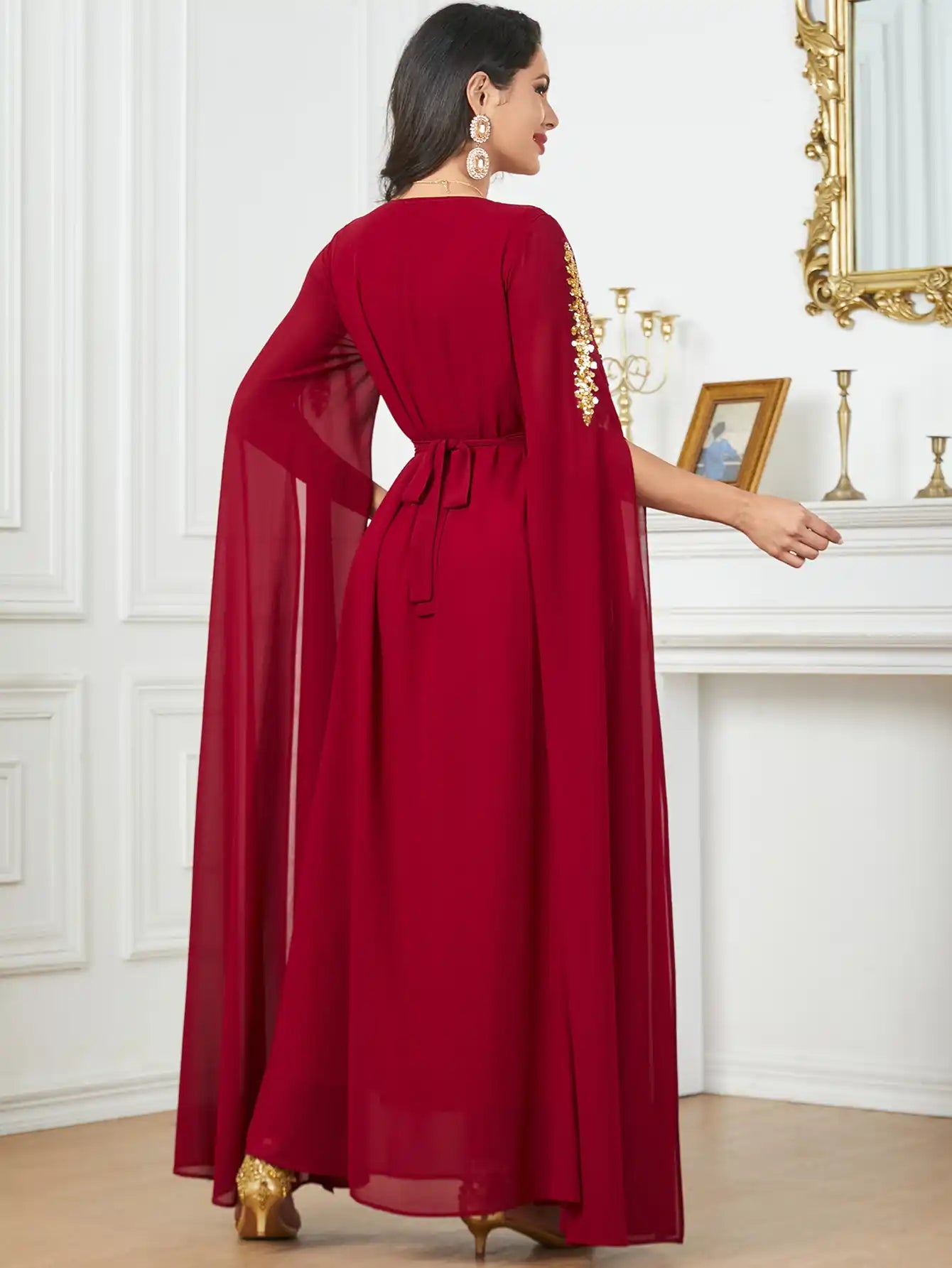 3915 Arabic Women's Robe Ultra Long Sleeve Muslim Dress