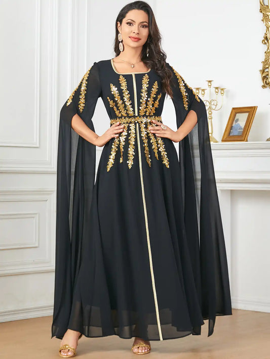 3915 Arabic Women's Robe Ultra Long Sleeve Muslim Dress