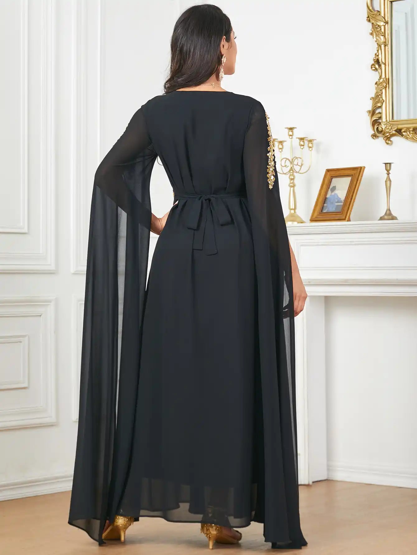 3915 Arabic Women's Robe Ultra Long Sleeve Muslim Dress