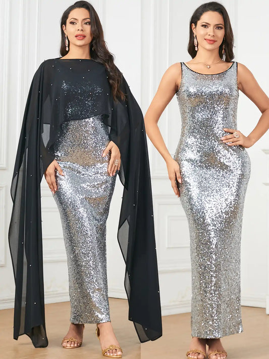 3919 Muslim Evening dress Arab Dubai Sequin Dress