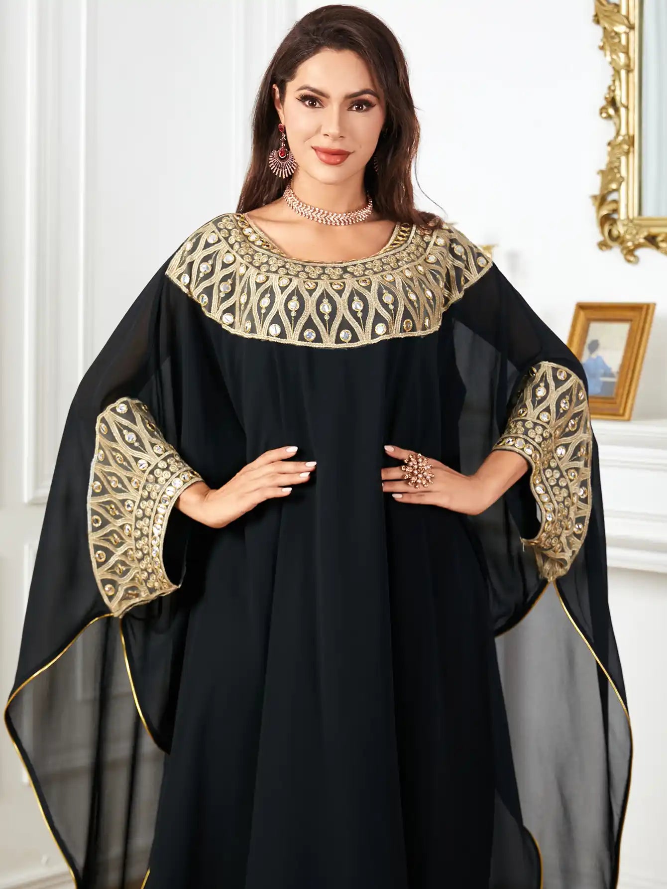 3994 Arabic Bat Sleeve Loose Women's Abaya Dress