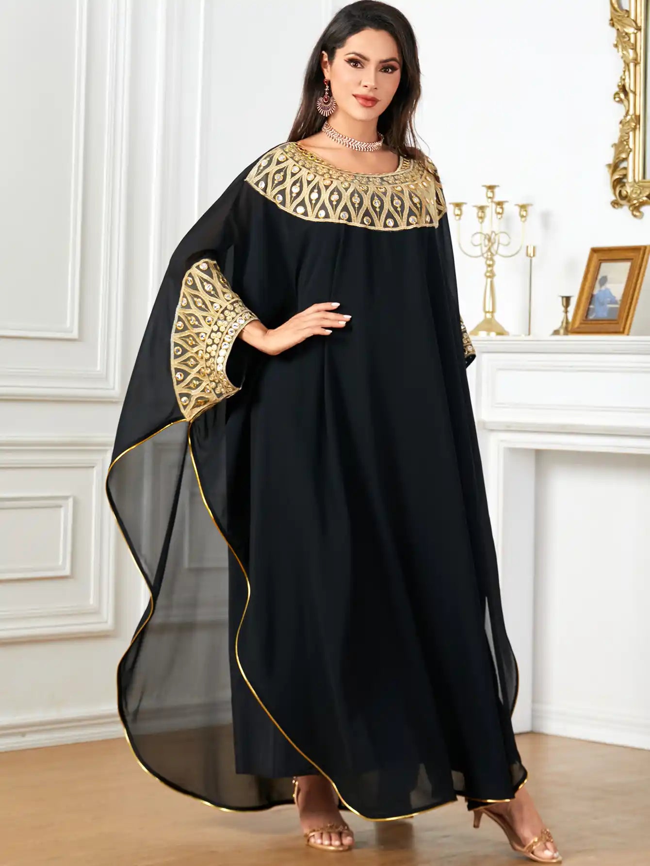 3994 Arabic Bat Sleeve Loose Women's Abaya Dress