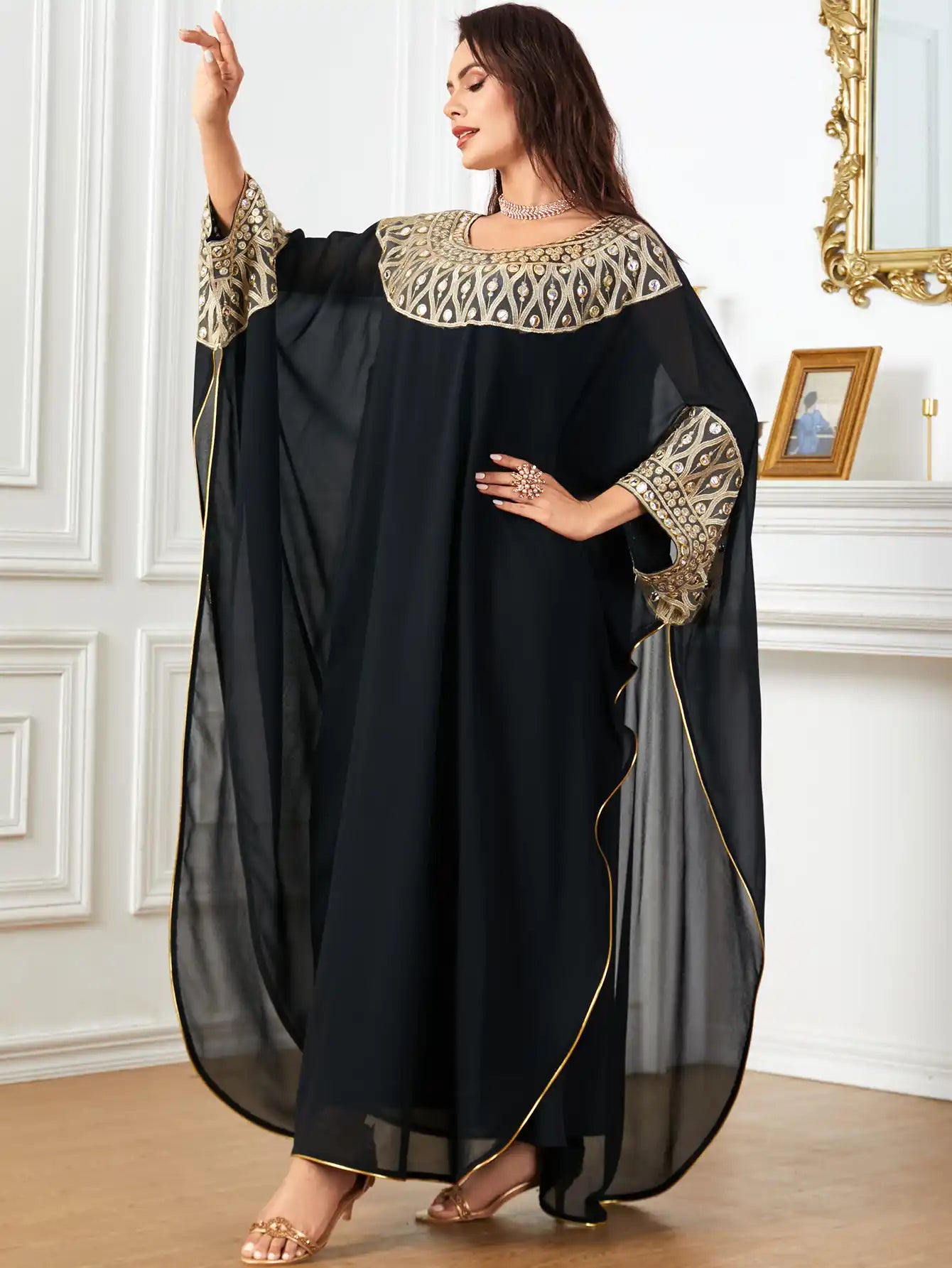 3994 Arabic Bat Sleeve Loose Women's Abaya Dress