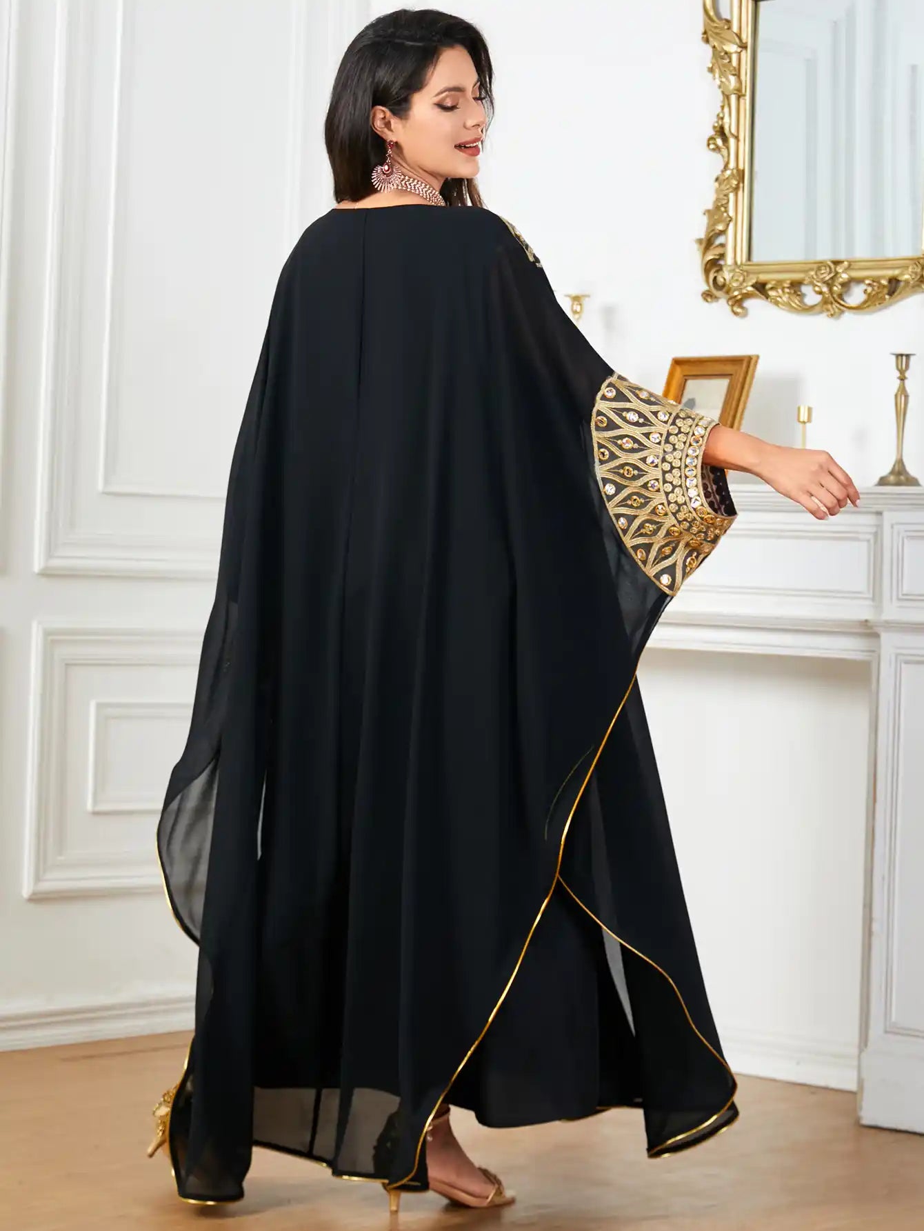 3994 Arabic Bat Sleeve Loose Women's Abaya Dress