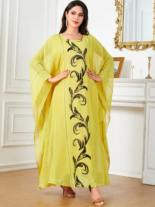 4048 Muslim Robe Bat Sleeve Loose Long Dress