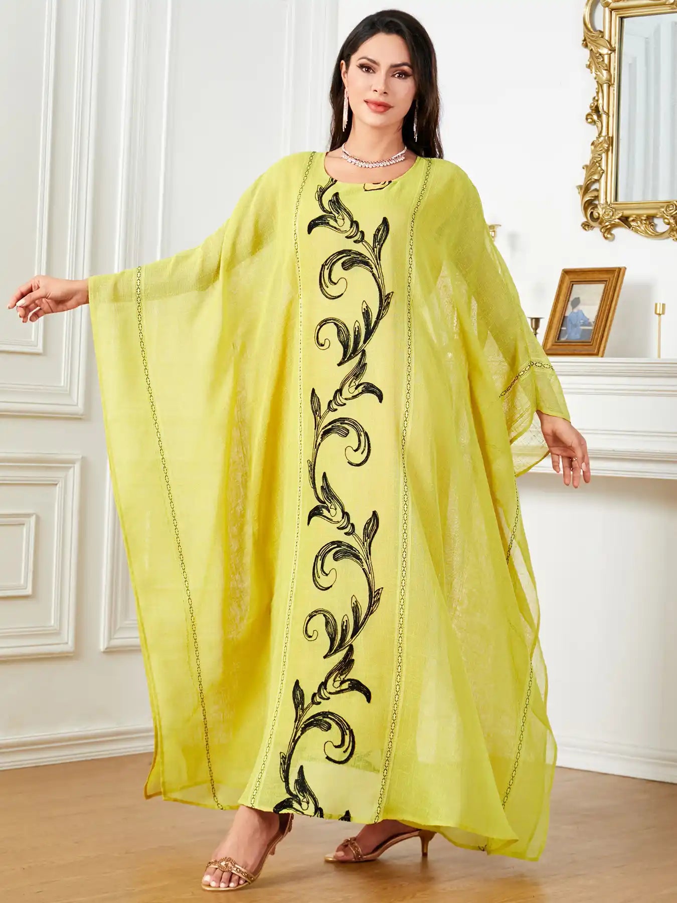 4048 Muslim Robe Bat Sleeve Loose Long Dress