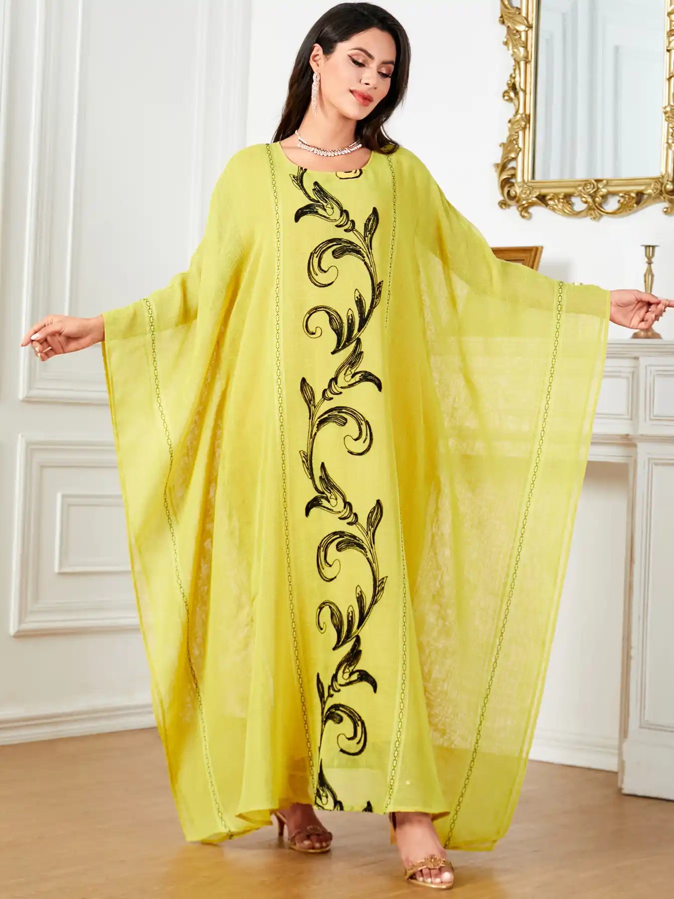 4048 Muslim Robe Bat Sleeve Loose Long Dress
