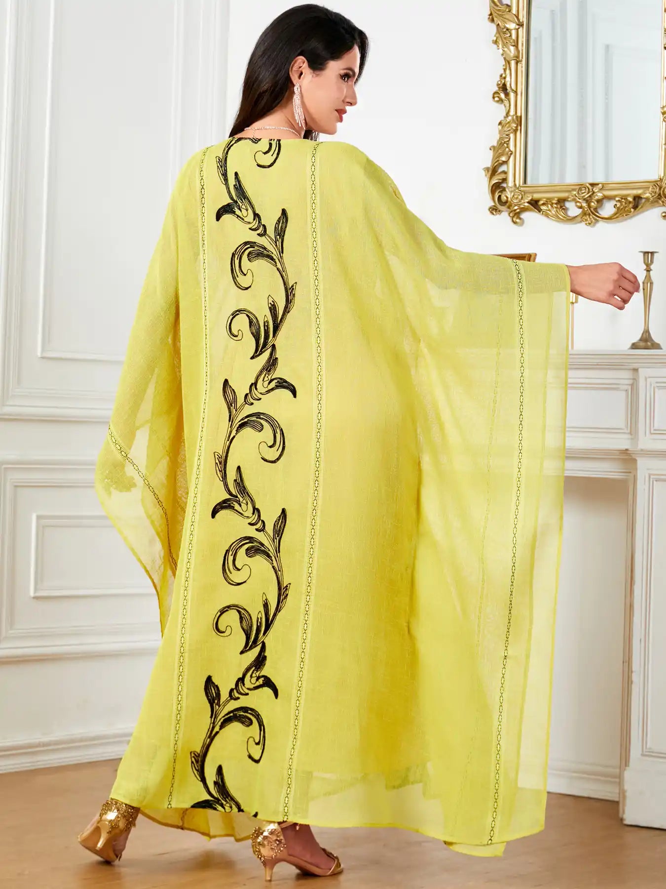 4048 Muslim Robe Bat Sleeve Loose Long Dress