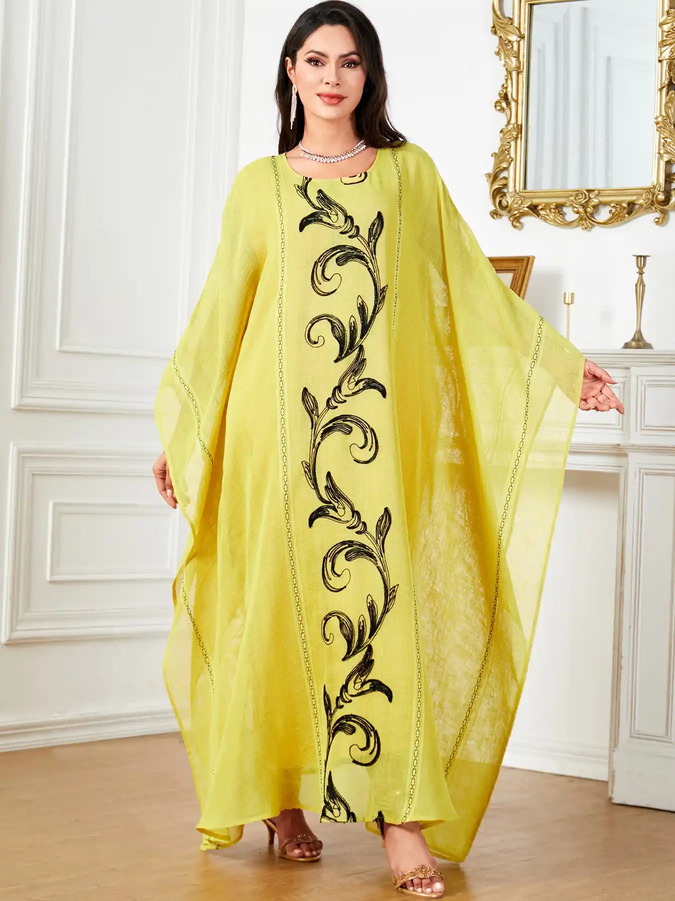 4048 Muslim Robe Bat Sleeve Loose Long Dress