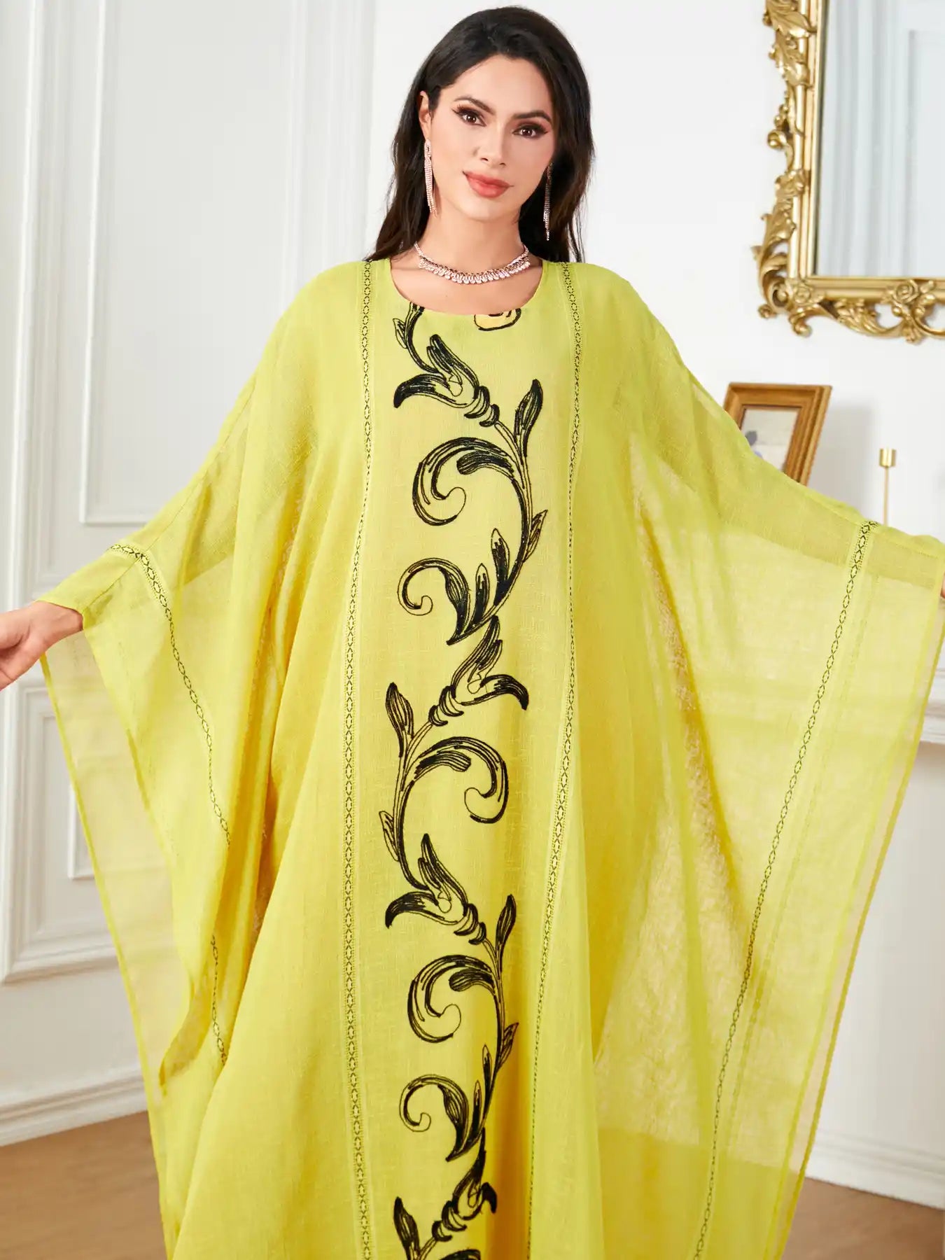 4048 Muslim Robe Bat Sleeve Loose Long Dress