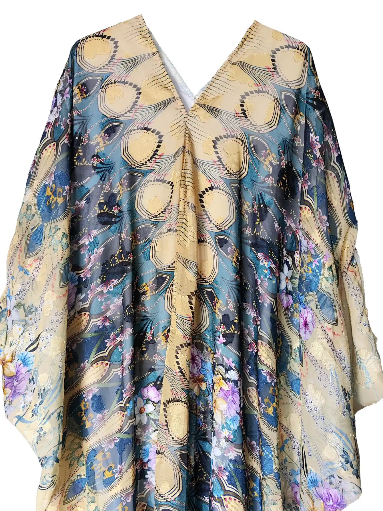 4053 Plus Size Women's Arab Robe Printed Bat Sleeve Dress
