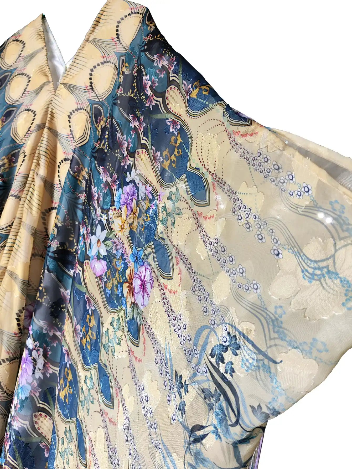 4053 Plus Size Women's Arab Robe Printed Bat Sleeve Dress