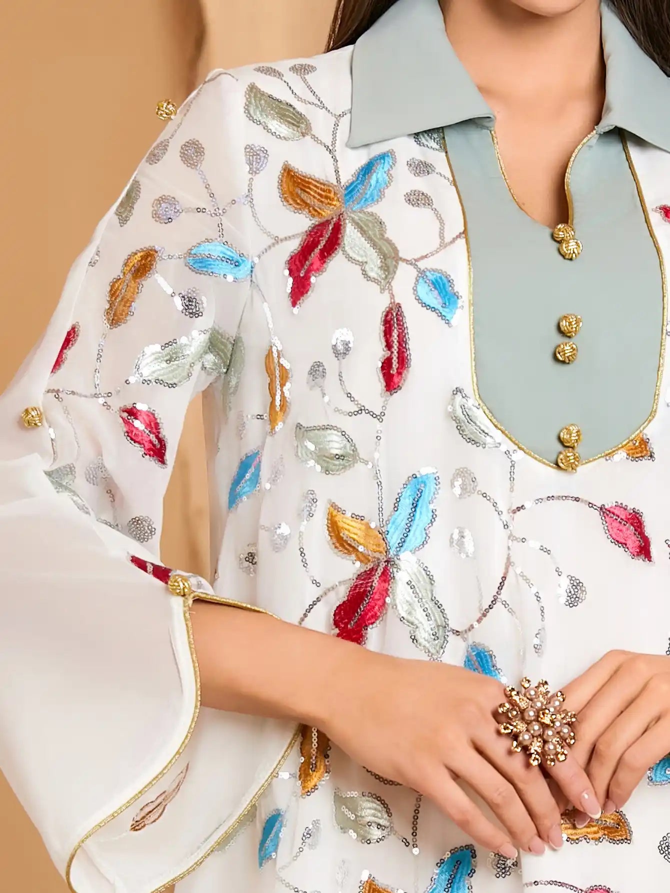 4068 Women Arabian Robe Summer Embroidered Loose Dress
