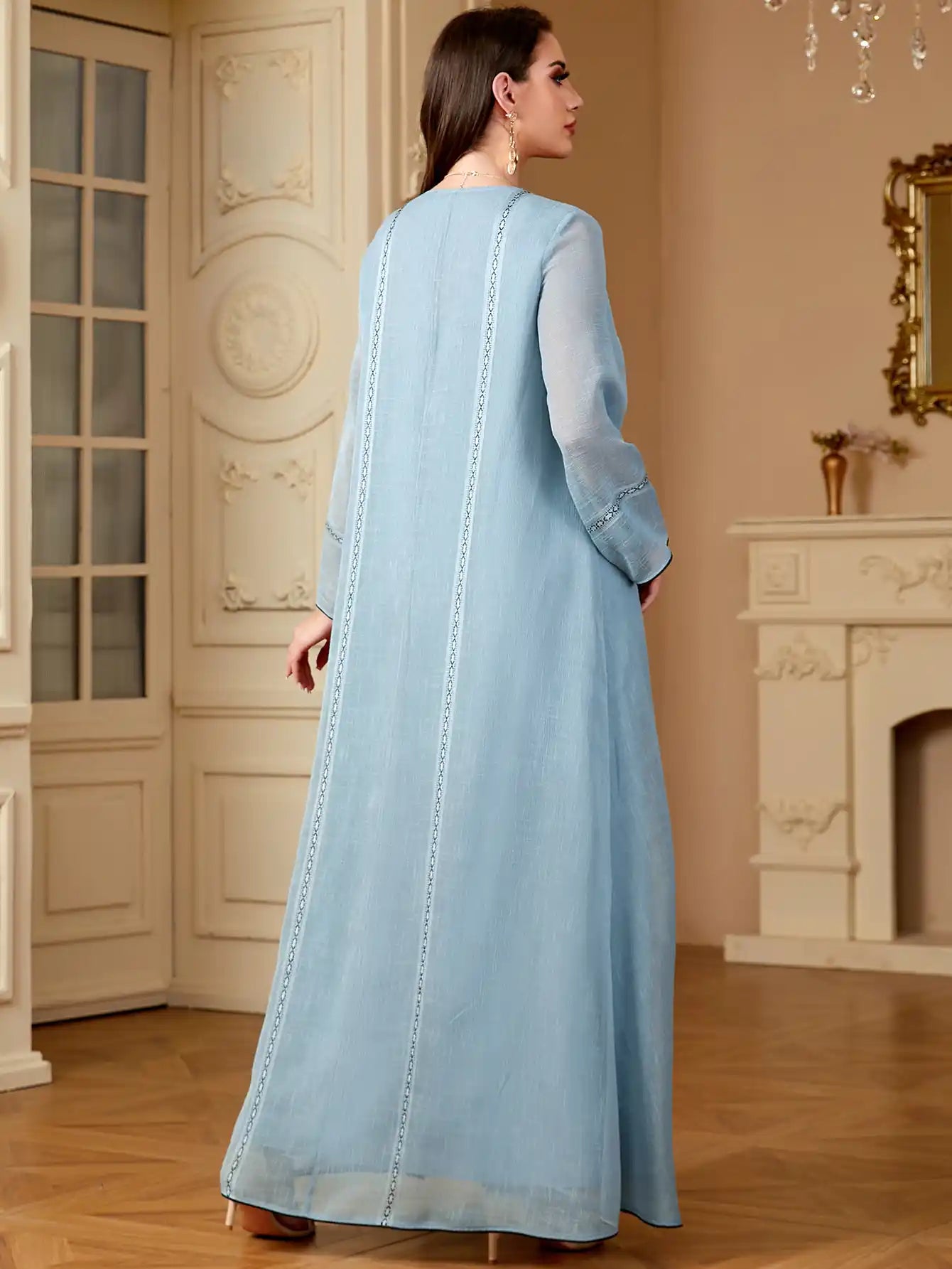 4091 Muslim Robe Embroidered Abayas Dress
