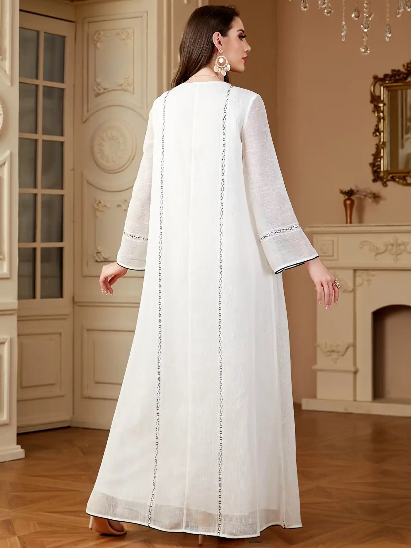 4091 Muslim Robe Embroidered Abayas Dress