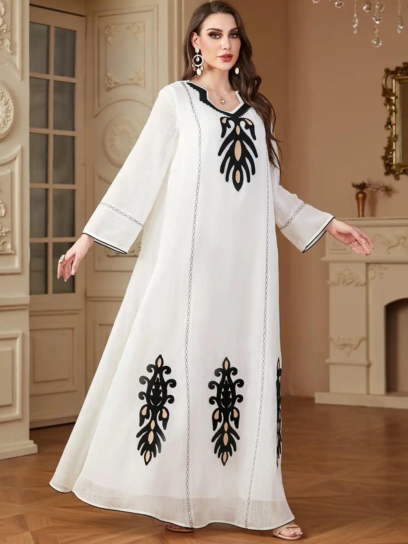 4091 Muslim Robe Embroidered Abayas Dress