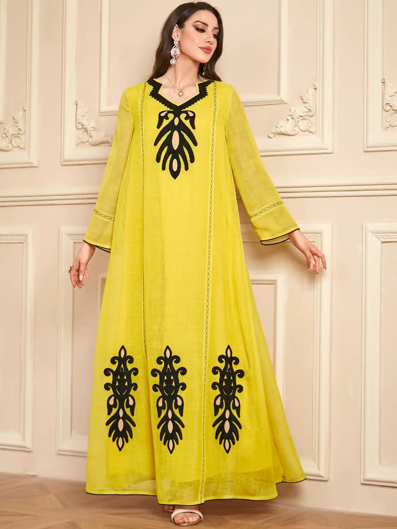 4091 Muslim Robe Embroidered Abayas Dress