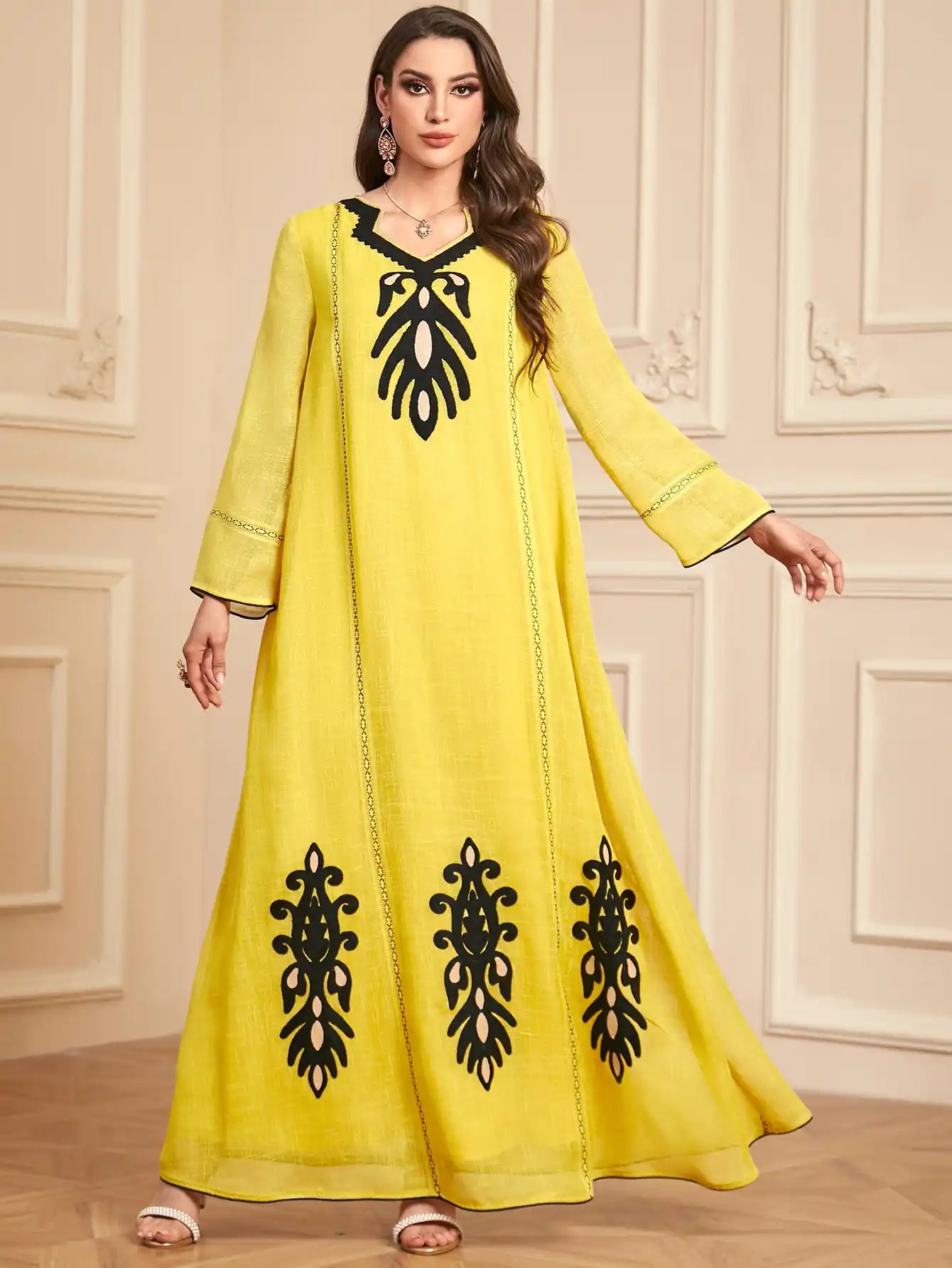 4091 Muslim Robe Embroidered Abayas Dress