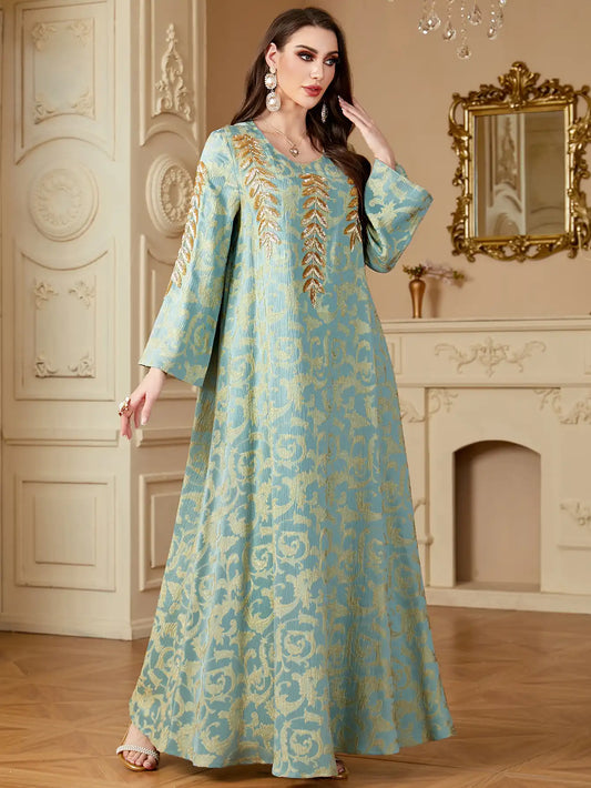 4135 Muslim Robe Embroidery Abaya Dress
