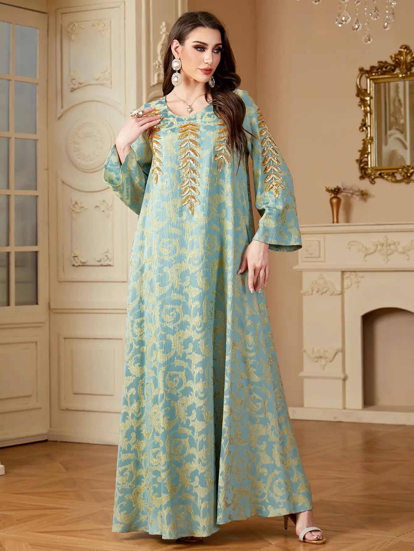 4135 Muslim Robe Embroidery Abaya Dress