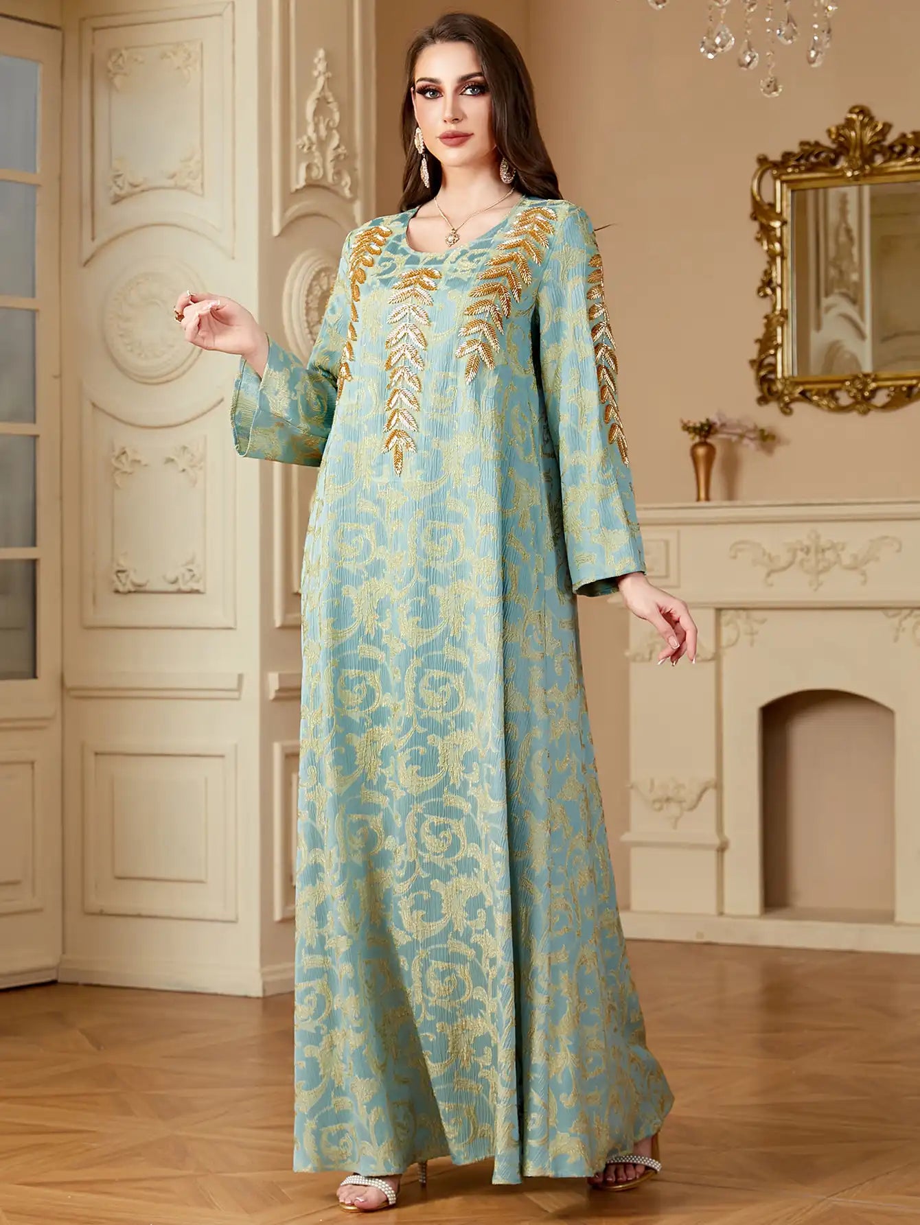 4135 Muslim Robe Embroidery Abaya Dress