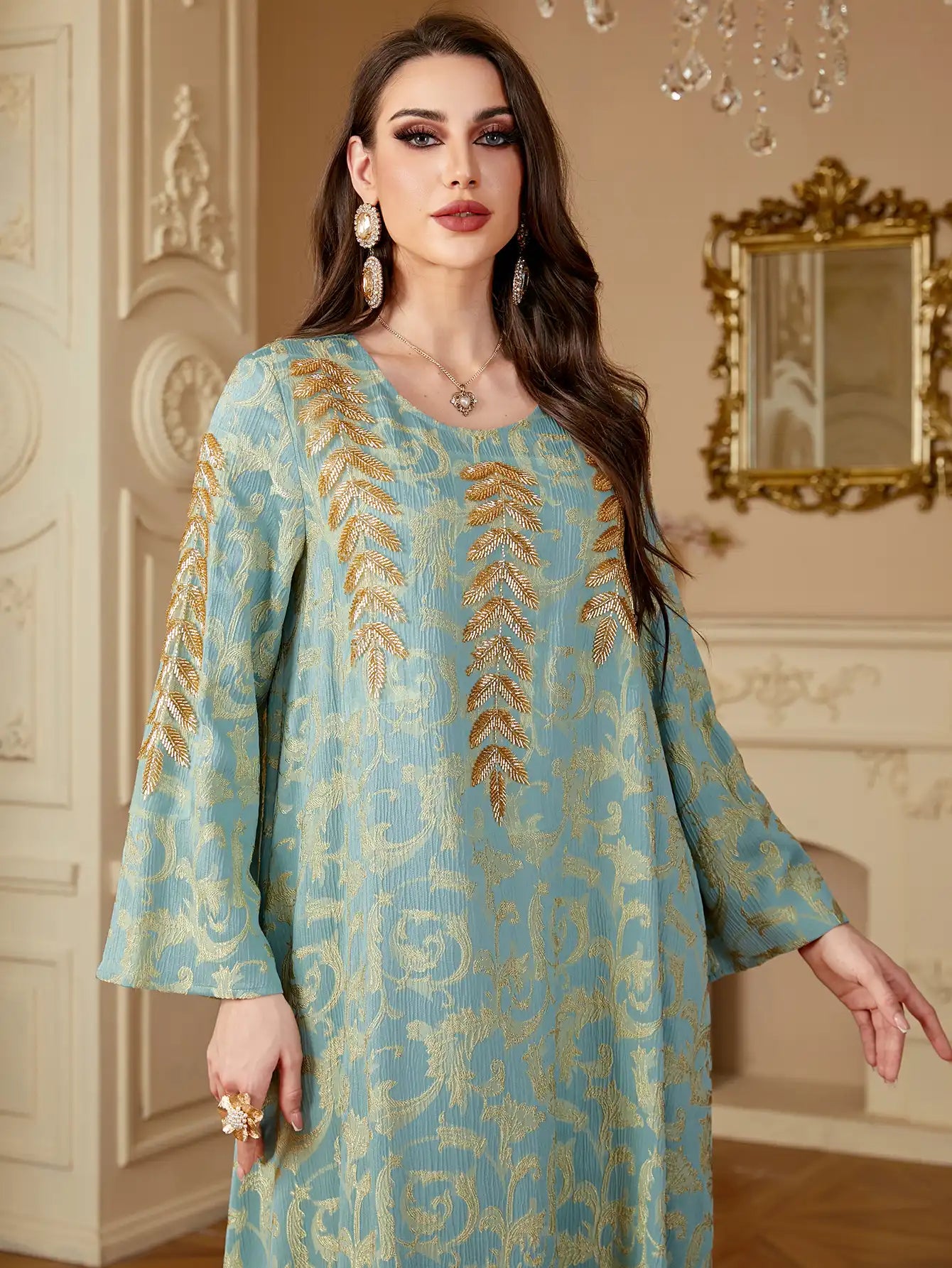 4135 Muslim Robe Embroidery Abaya Dress
