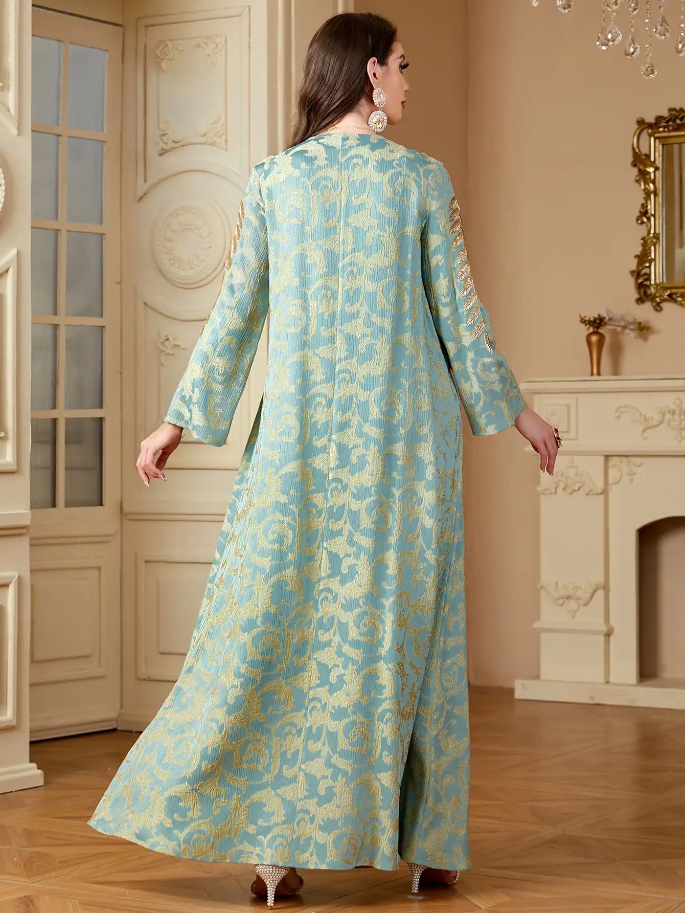 4135 Muslim Robe Embroidery Abaya Dress