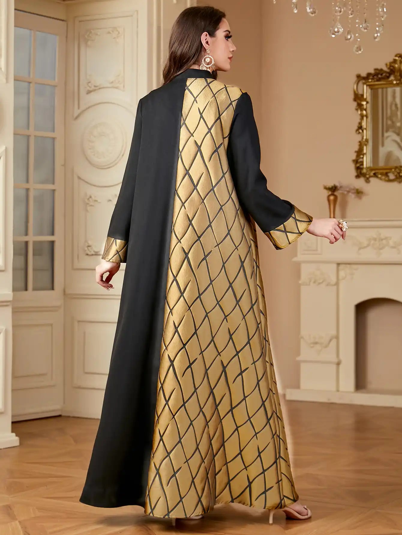 4148 Muslim Robe Stitching Embroidery Dress