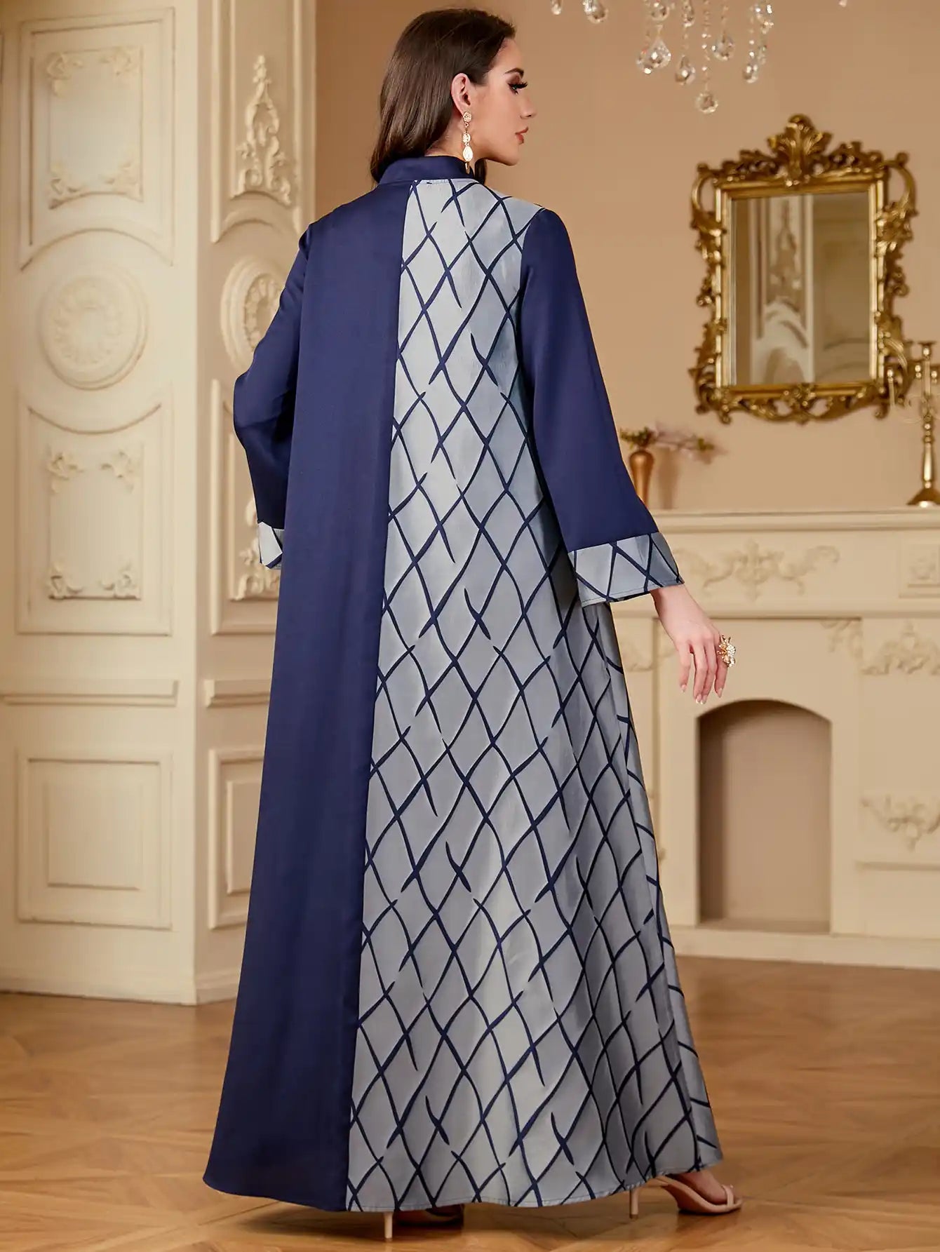 4148 Muslim Robe Stitching Embroidery Dress
