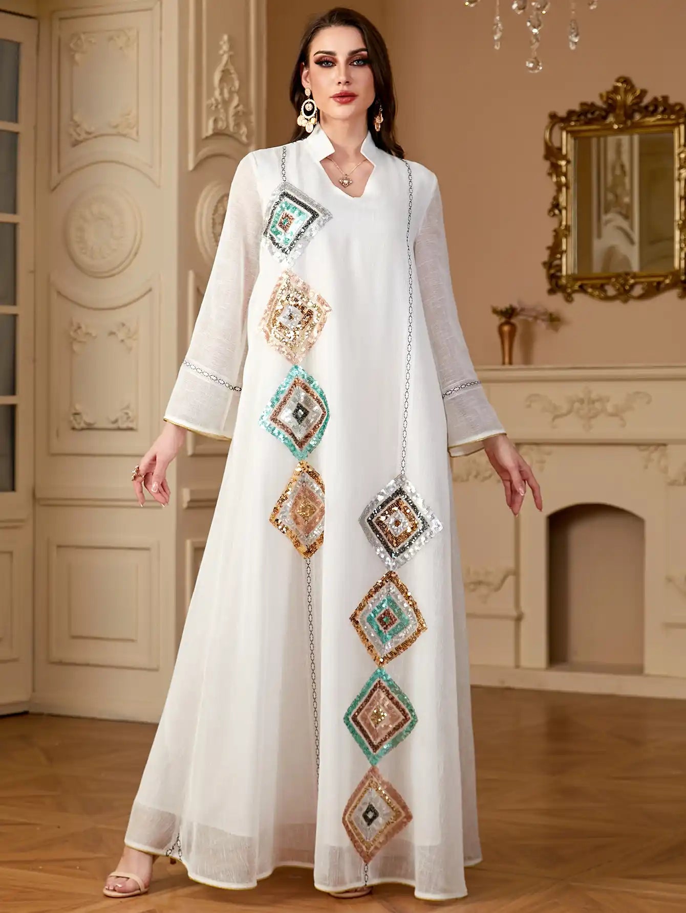 4149 Muslim Robe Abaya Sequined Dress