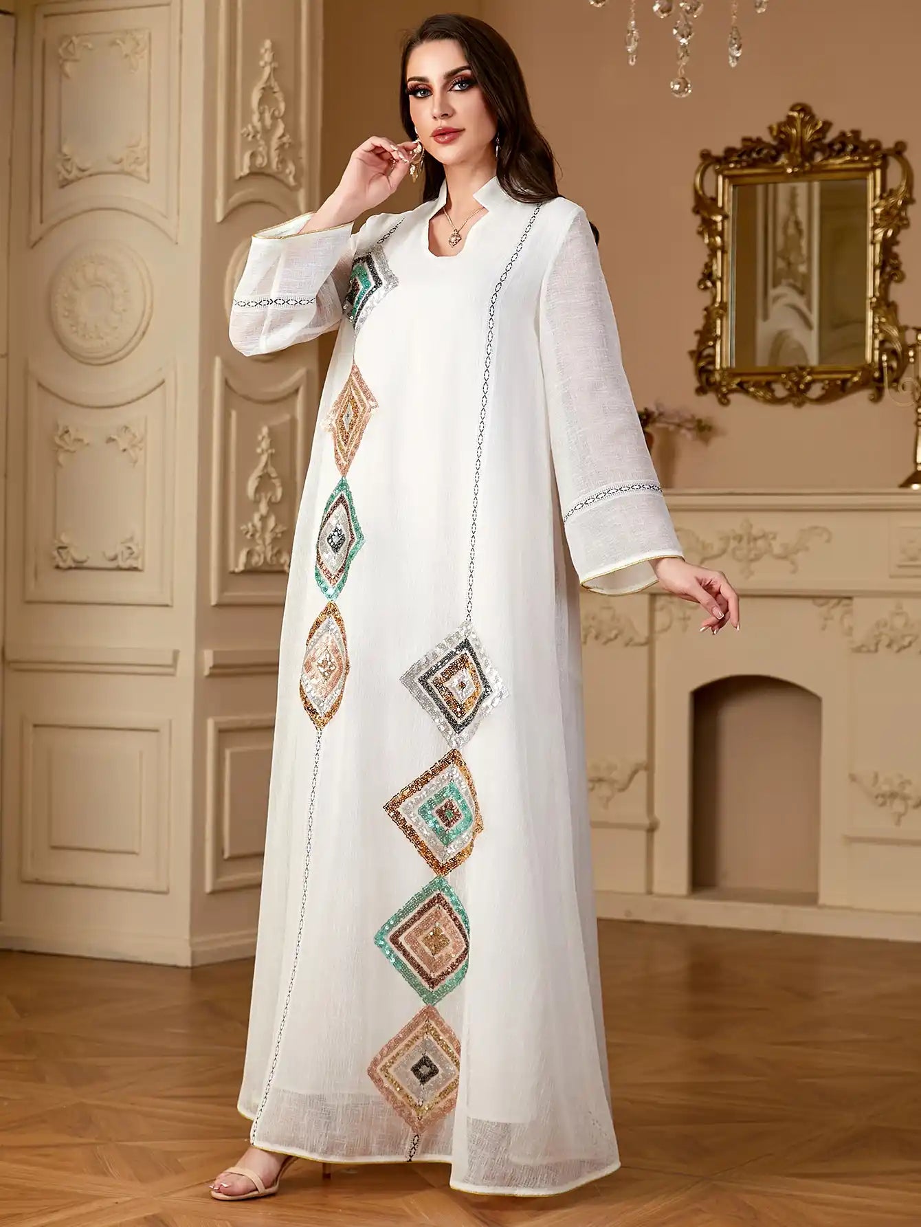 4149 Muslim Robe Abaya Sequined Dress