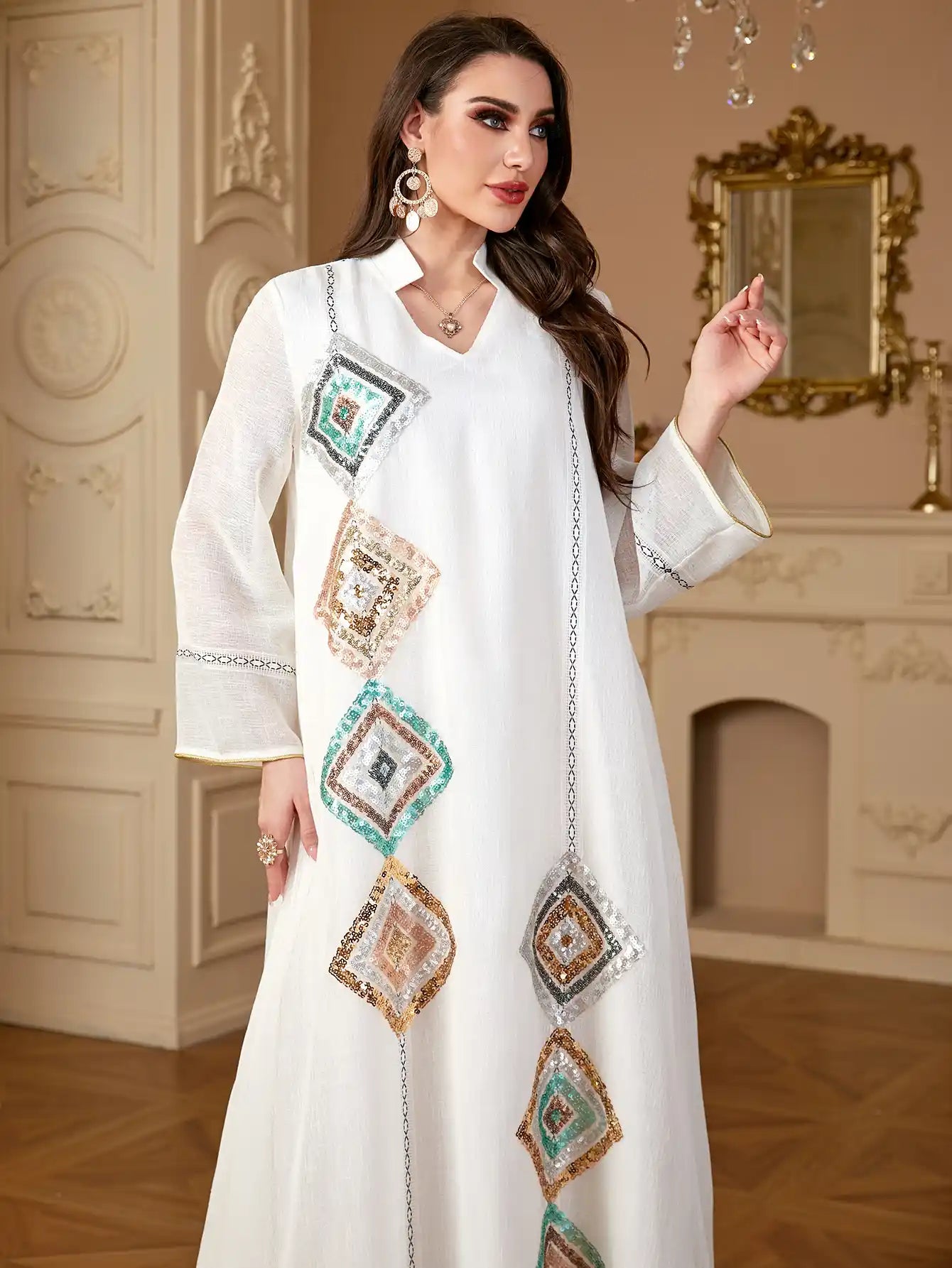 4149 Muslim Robe Abaya Sequined Dress