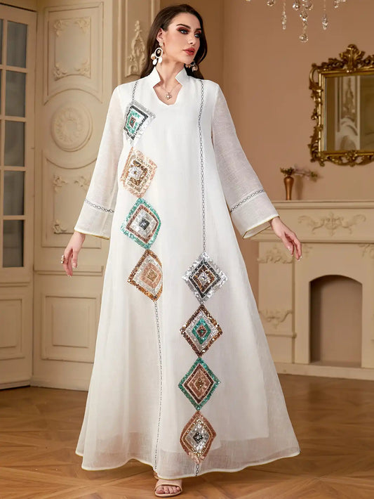 4149 Muslim Robe Abaya Sequined Dress