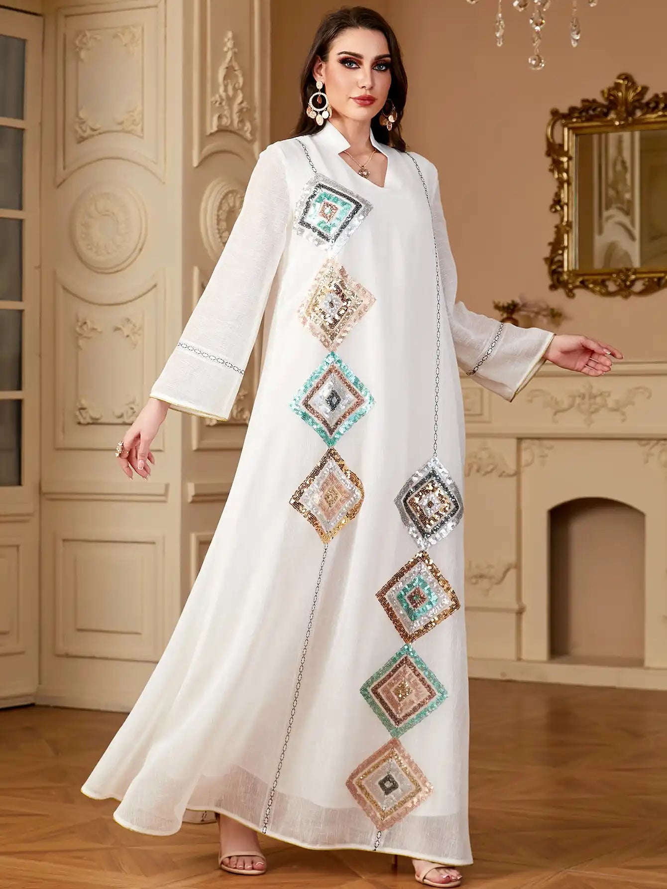4149 Muslim Robe Abaya Sequined Dress