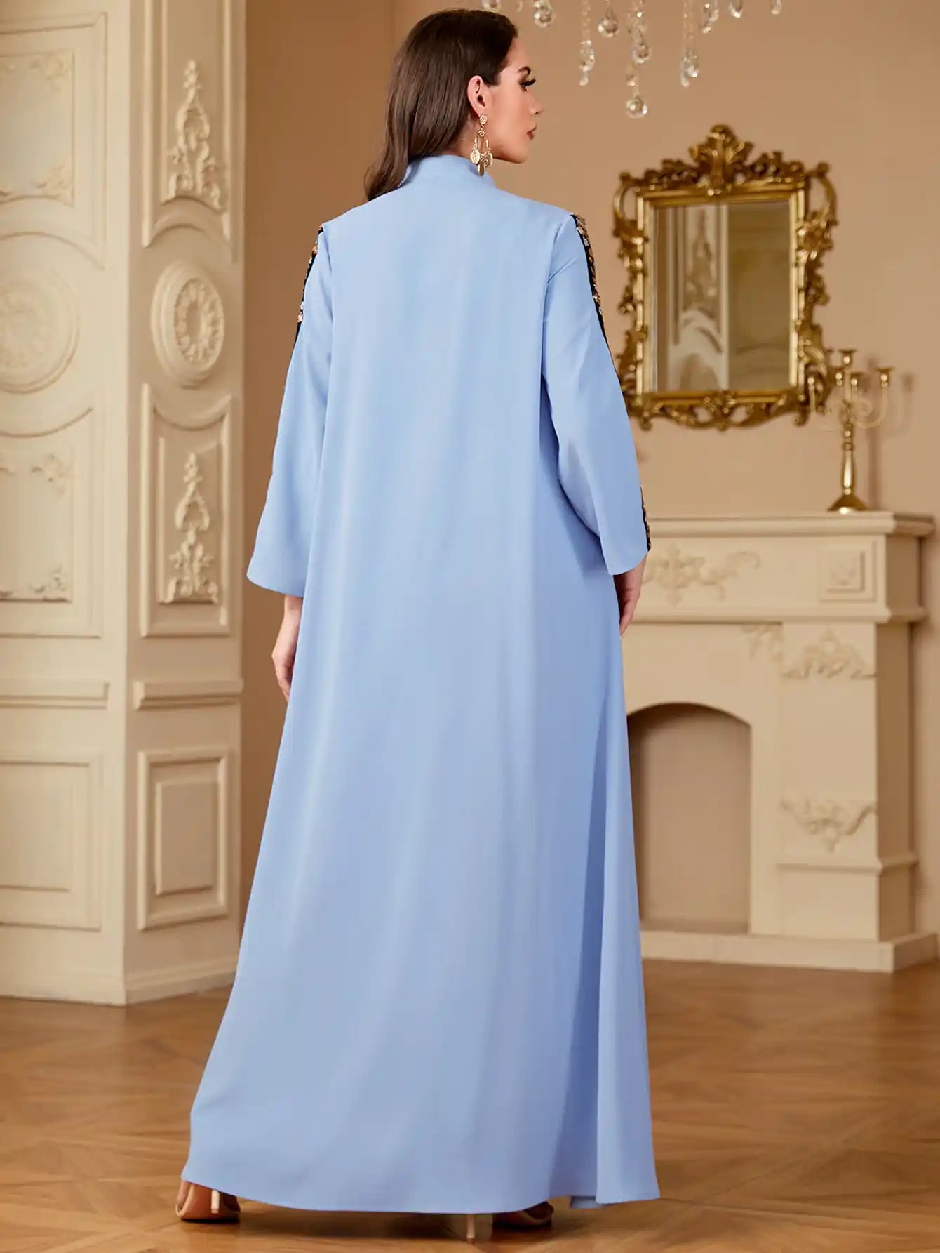 4152 Muslim Dubai Embroidery Stitching Dress